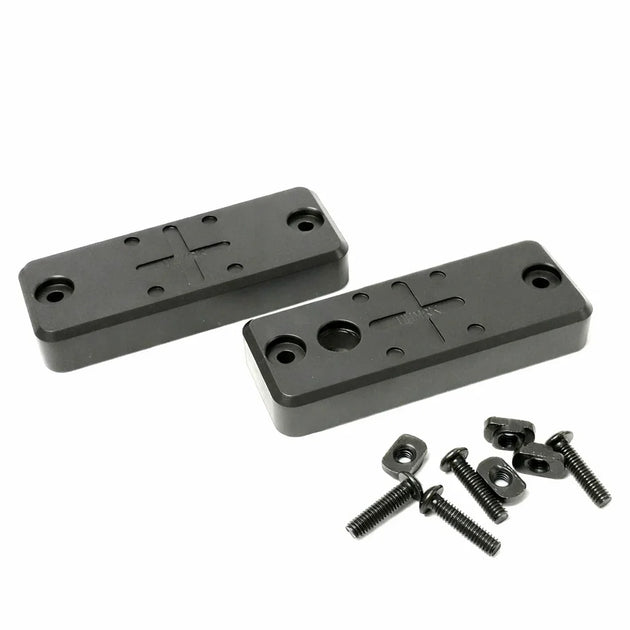 Black rifle scope mount base plates with screws for firearm accessories installation
