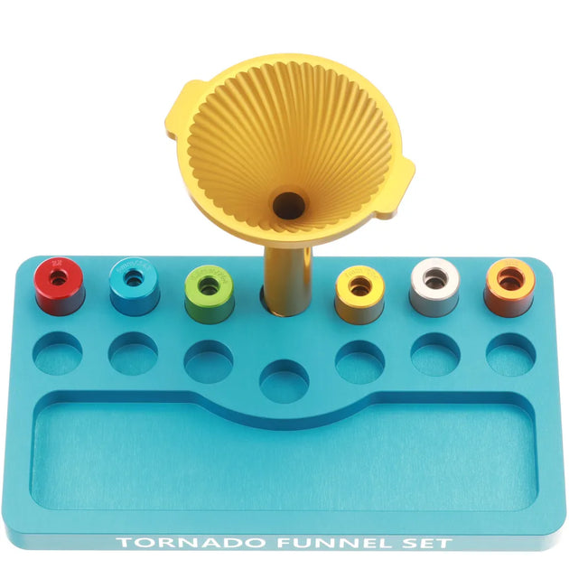 Tornado Funnel Set for precision brass annealing machine with colored inserts